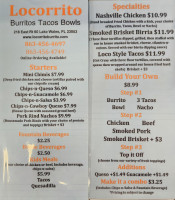 Locorrito menu