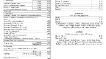 Howell's Ice Cream King menu