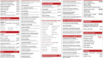 Toro Burger menu