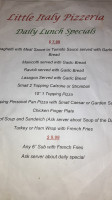 Little Italy Pizzeria menu