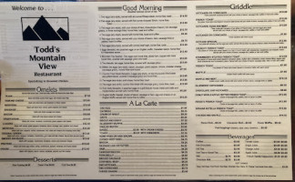 Todds Mountain View menu