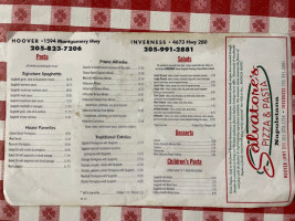 Salvatore's Pizza menu