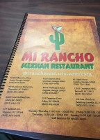 Mi Rancho Mexican menu