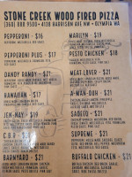 Stone Creek Wood Fired Pizza menu