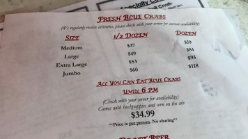 Claws Seafood House menu