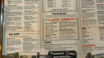 Treasure Camp menu