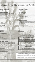 Joshua Tree Restaurant Bar(inside Oasis Inn Suites) menu