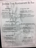 Joshua Tree Restaurant Bar(inside Oasis Inn Suites) menu