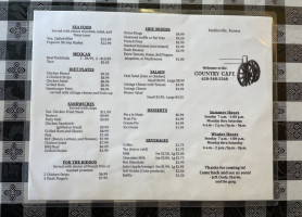 Country Cafe menu