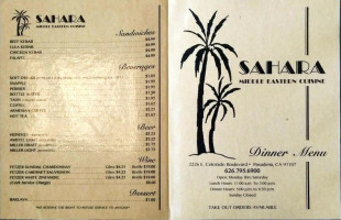 Sahara menu