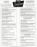 Shoreline Coffee Shop menu