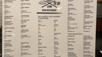 Zum Sushi menu