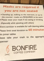 Bonfire Coffee menu