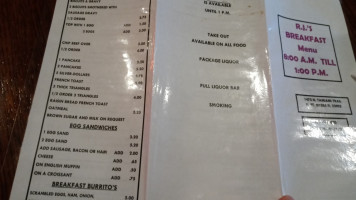 R J's menu