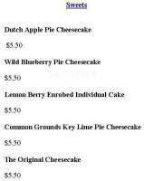 Common Grounds Coffeehouse menu