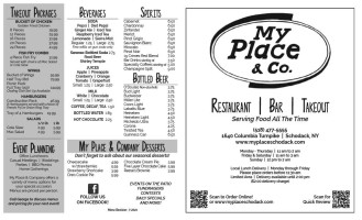 My Place Co. Schodack menu