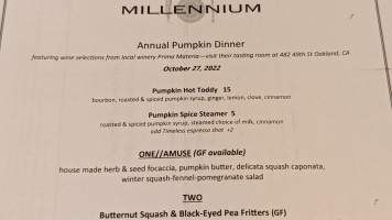 Millennium menu