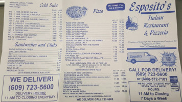 Esposito's Pizza Mexican Food menu