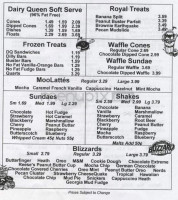 Dairy Queen menu