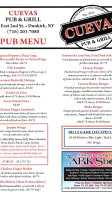 Cuevas Pub Grill menu