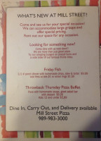 Mill Street Pizza menu