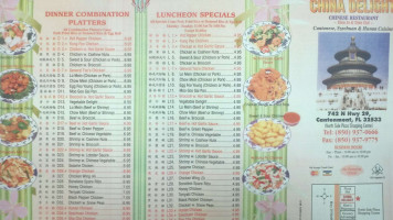 China Delight menu