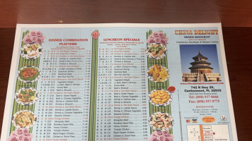 China Delight menu