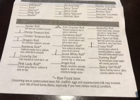 Koi Sushi menu