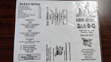 Miss Jean's Bbq menu