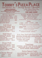 Tommy's Pizza menu