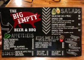 The Big Empty Beer Bbq menu