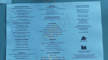 The Tides Wharf Restaurant Bar menu