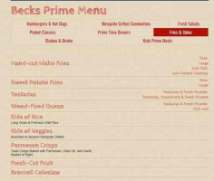 Becks Prime menu