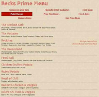 Becks Prime menu