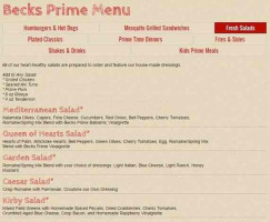 Becks Prime menu