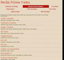 Becks Prime menu