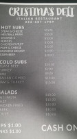 Cristina's Subs Suds menu