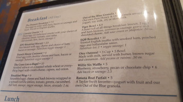 The Blue Chair Cafe Tavern menu