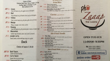 Pho Zaaap menu