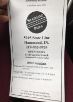 State Line Pizza Hammond menu