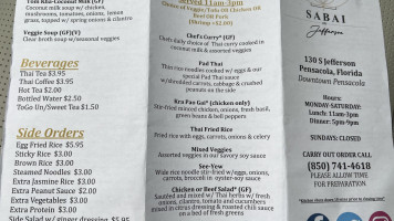 Sabai Thai On Jefferson menu