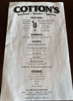 Cotton's menu