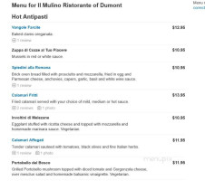 Il Mulino menu