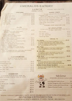 Emeralds Eatery menu