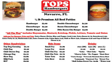 Tops Burgers menu