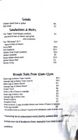 The Back Porch Grill menu