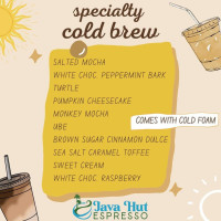 Java Hut menu