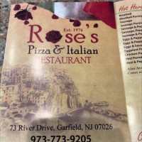 Rose's Pizzeria menu