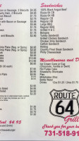 Route 64 Drive-thru menu