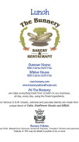 The Bunnery Bakery menu